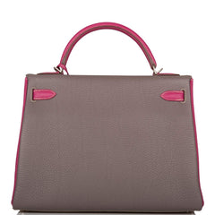 Hermes Kelly Retourne 32 Tosca, Gris Tourterelle and Etain Togo Brushed Palladium Hardware
