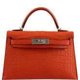 Hermes Kelly 20 Mini II Poppy Matte Alligator Palladium Hardware- 2021, Z