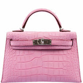 Hermes Kelly 20 Mini II Sellier 5P Bubblegum Matte Pink Alligator Palladium Hardware - 2019, D