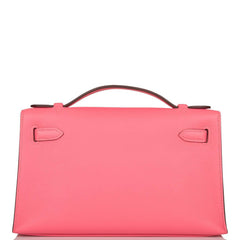 Hermes Rose Azalee Swift Mini Kelly Pochette Gold Hardware