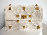 Valentino Ivory Crochette Large Roman Stud The Shoulder Bag