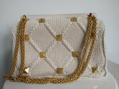 Valentino Ivory Crochette Large Roman Stud The Shoulder Bag