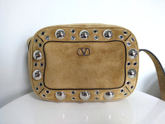 Valentino Havana Beige Nellcôte Suede Shoulder Bag