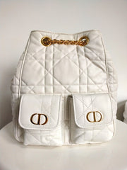 Christian Dior Latte Medium Caro Multicarry Backpack with Chain
