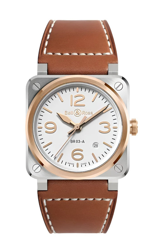 BELL & ROSS- BR 03 WHITE STEEL & GOLD
41 MM BR03A-WH-STPG/SCA