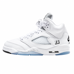 Kids' Air Jordan 5 Retro OG White Metallic Sneakers
