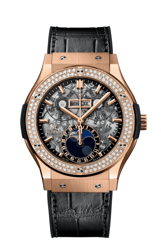 Hublot Classic Fusion 45mm Aerofusion Moonphase King Gold Diamonds
