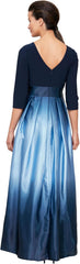 Women's 3/4 Sleeve Long Satin Mother of the Bride Dress with Pockets