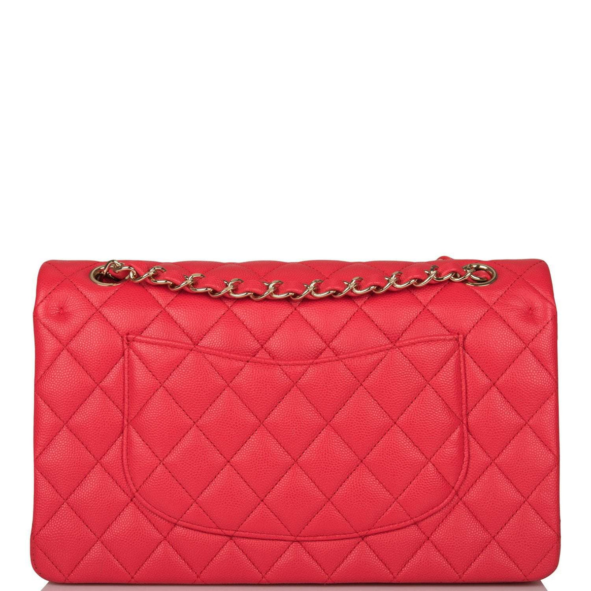 Chanel Medium Classic Double Flap Bag Red Quilted Caviar Light Gold Hardware