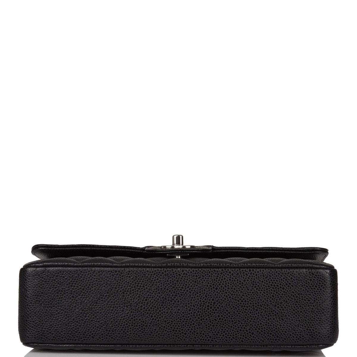 Chanel  Medium Classic Double Flap Bag Black Quilted Caviar Silver Hardware