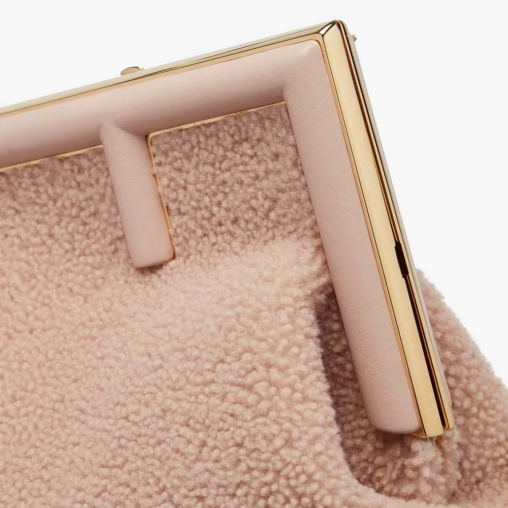 FENDI FIRST MEDIUM Pink Sheepskin Bag