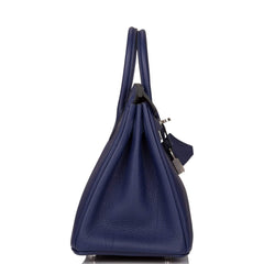 Hermes Bleu Encre Verso Togo Birkin 25cm Palladium Hardware