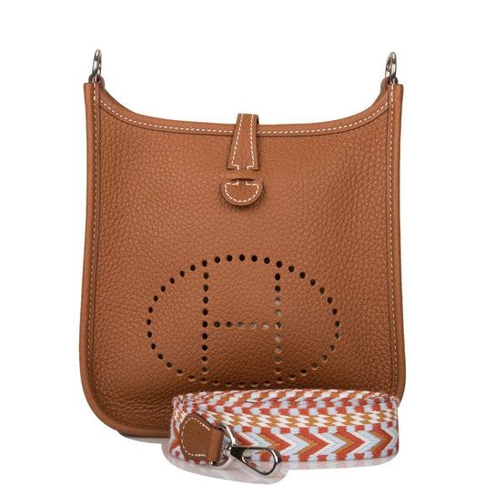 Hermes Gold Clemence Evelyne TPM Bag Palladium Hardware