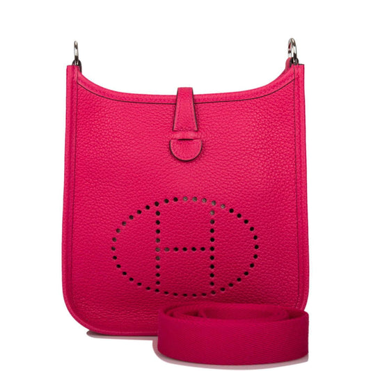 Hermes Rose Mexico Clemence Evelyne TPM Bag Palladium Hardware