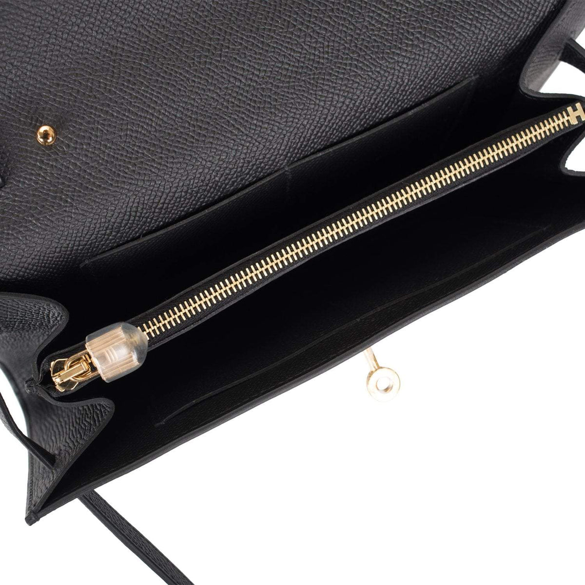 Hermes Black Epsom Kelly Wallet To Go Gold Hardware