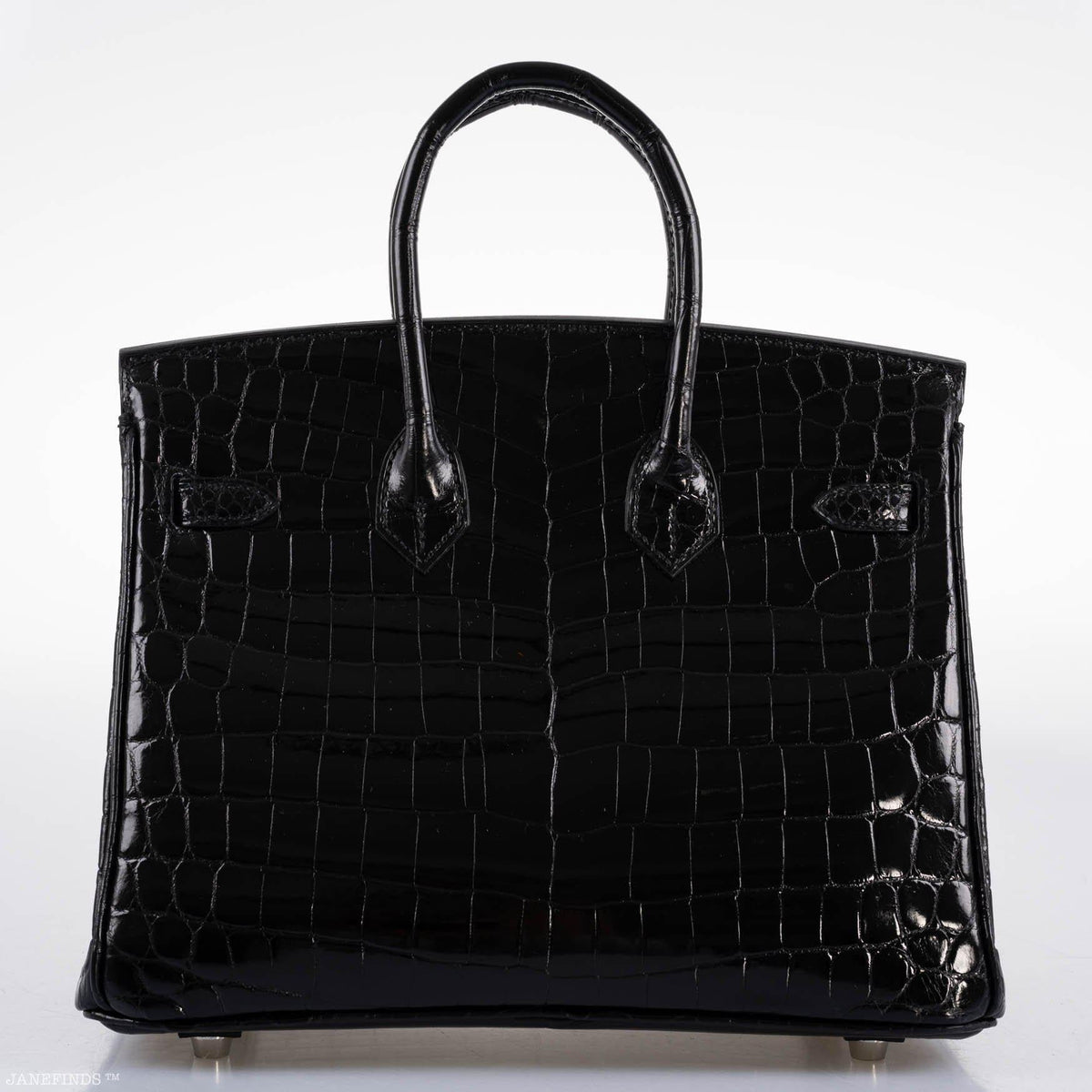 Hermes Birkin 25 Shiny Black Niloticus Crocodile with Palladium Hardware