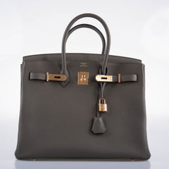 Hermes Birkin 35 Etain Togo with Rose Gold Hardware - 2021, Z