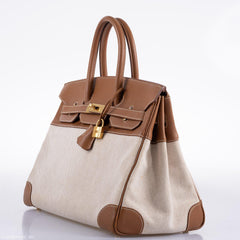 Hermes Birkin 35 Gold Epsom with Toile and Gold Hardware