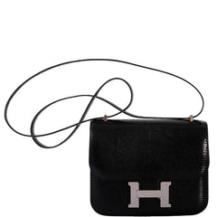 Hermes Constance 18 Black Salvator Lizard Palladium Hardware - 2021, Z