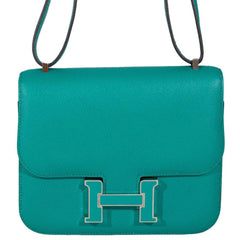 Hermes Constance 18 Blue Paon Verso Menthe Epsom Palladium Hardware - 2017, A