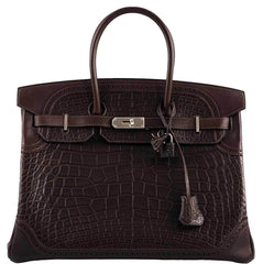 Hermes Ghillies Birkin 35 Matte Ebene Alligator & Swift with Palladium Hardware - 2016, X