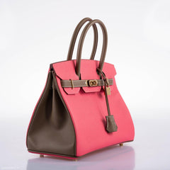Hermes HSS Birkin 30 Rose Azalee & Etoupe Epsom with Permabrass Hardware - 2017, A
