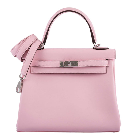 Hermes Kelly 25 Retourne Rose Sakura Swift leather Palladium Hardware - 2019, D