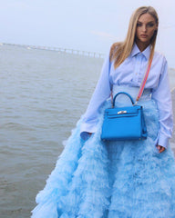 Hermes Kelly 28 Retourne Blue Hydra Evercolor leather Palladium Hardware - 2016, X