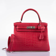Hermes Kelly 28 Retourne Rose Extreme Matte Alligator with Palladium Hardware - 2020, Y