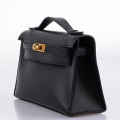 Hermes Kelly Mini Pochette Black Swift leather Gold Hardware - 2020, Y