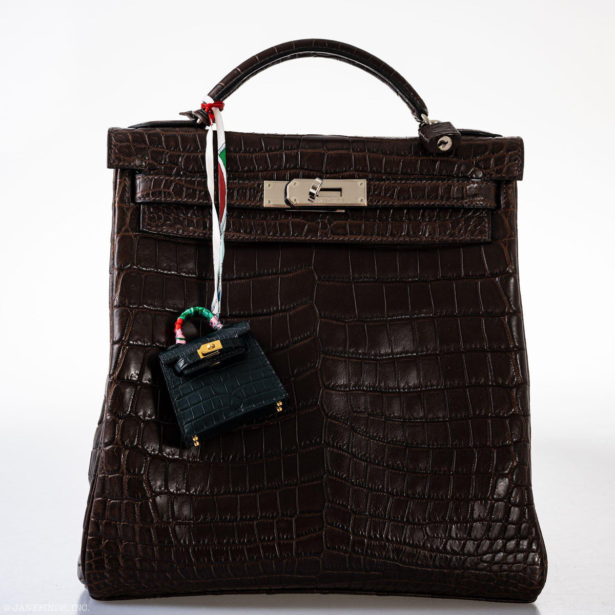 Hermes Micro Kelly Twilly Charm Vert Cyprès Matte Croc Gold Hardware