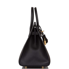 Hermes Black Veau Madame Sellier Birkin 25cm Gold Hardware