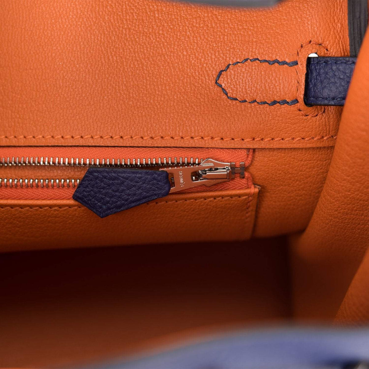 Hermes Bleu Encre Verso Togo Birkin 25cm Palladium Hardware