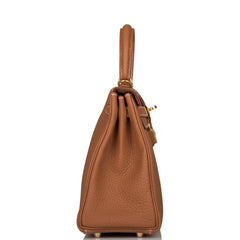 Hermes Gold Togo Retourne Kelly 25cm Gold Hardware