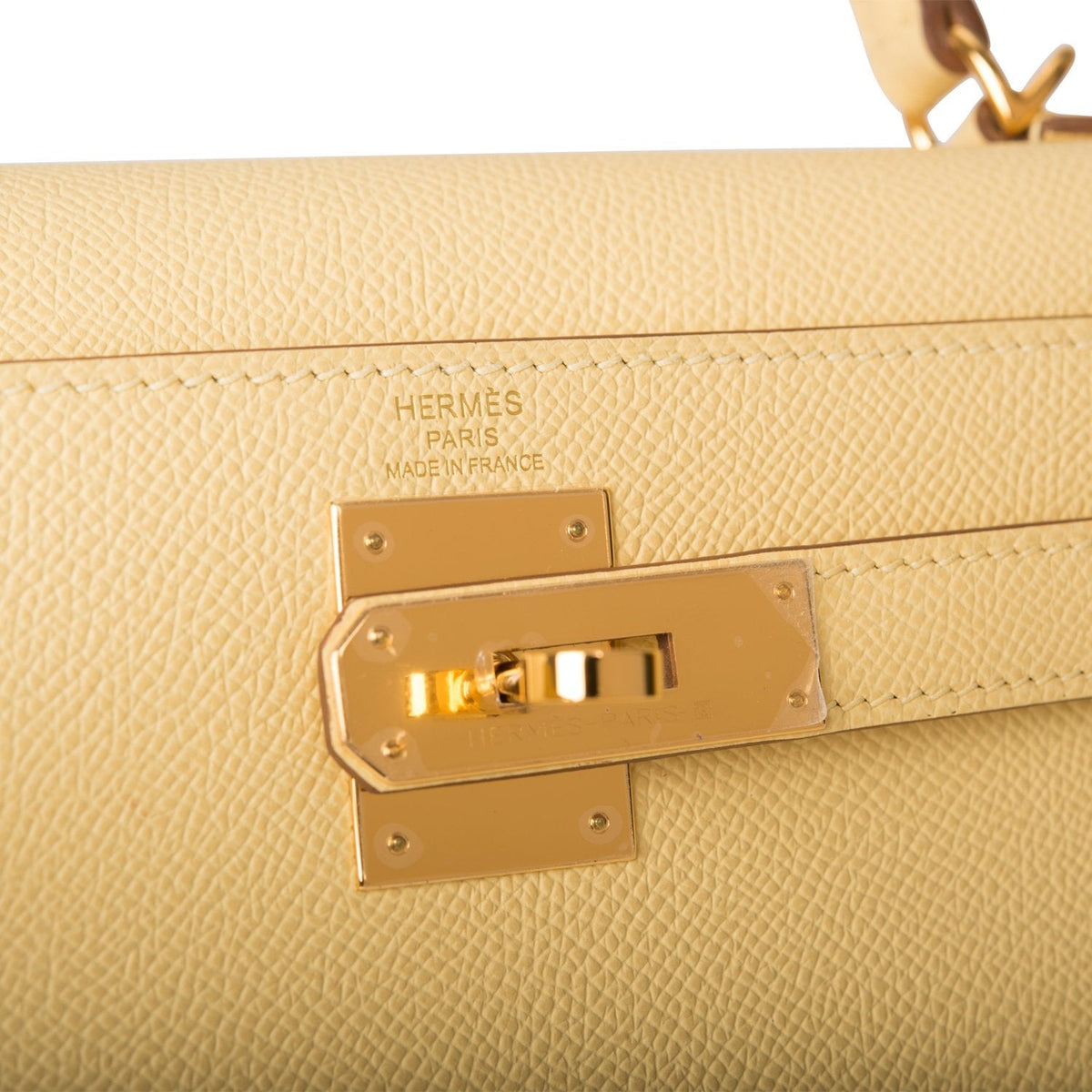 Hermes Jaune Poussin Epsom Sellier Kelly 28cm Gold Hardware