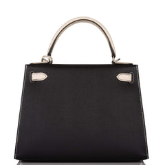 Hermes Kelly 28cm Bi-Color Black and Craie Epsom Sellier Brushed Palladium Hardware