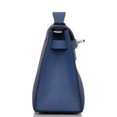Hermes Kelly Pochette Blue Brighton Swift Palladium Hardware