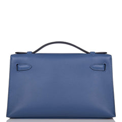 Hermes Kelly Pochette Blue Brighton Swift Palladium Hardware