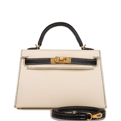 Hermes Kelly Sellier 20 Nata and Black Epsom Gold Hardware
