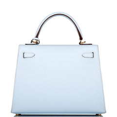 Hermes Kelly Sellier 25 Bleu Brume Epsom Gold Hardware