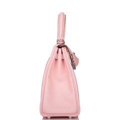 Hermes Rose Sakura Swift Retourne Kelly 25cm Palladium Hardware