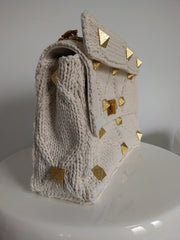 Valentino Ivory Crochette Large Roman Stud The Shoulder Bag