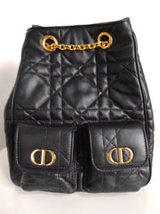 Christian Dior Black Medium Caro Multicarry Backpack with Chain