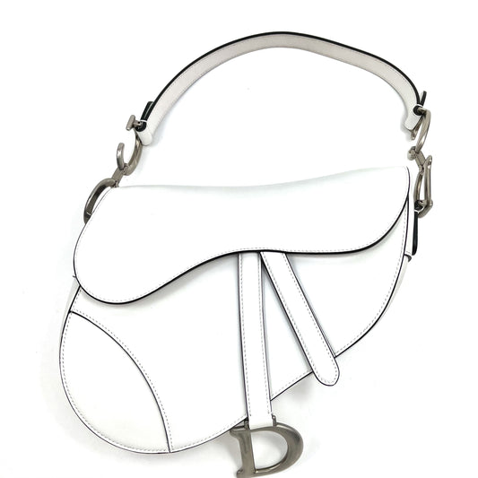CHRISTIAN DIOR White Leather Saddle Bag
