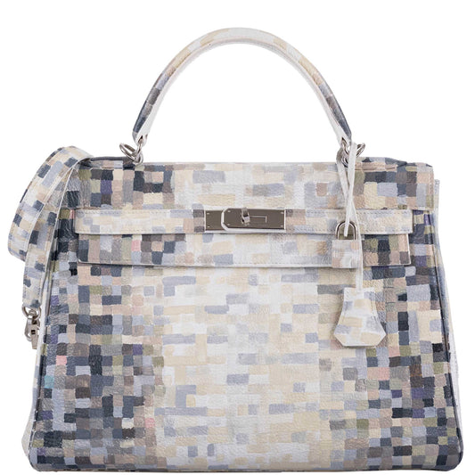 Vintage Hermes Kelly 32 Digital Hima Custom Painted Clemence with Palladium Hardware