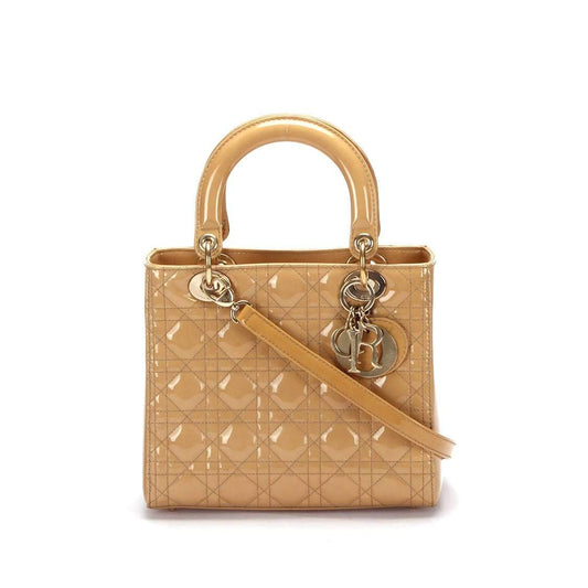 Christian Dior Beige Medium Patent Leather Lady Dior - RCL1179