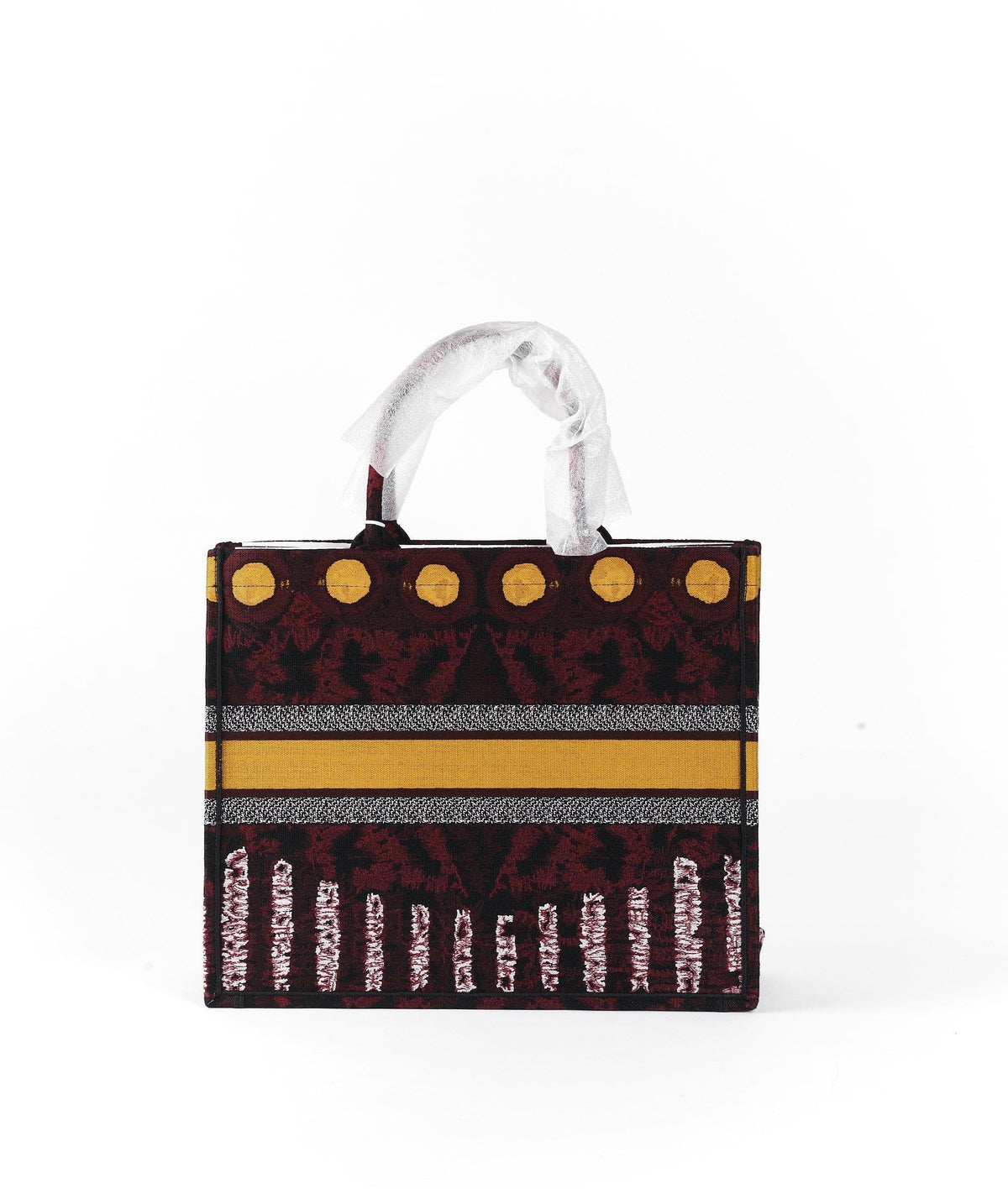 Christian Dior book tote Yellow circle and Burgundy print