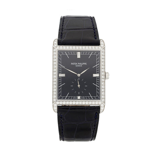 Patek Philippe Gondolo 18ct White Gold Manual Wind Leather Strap Watch, 5112-001G