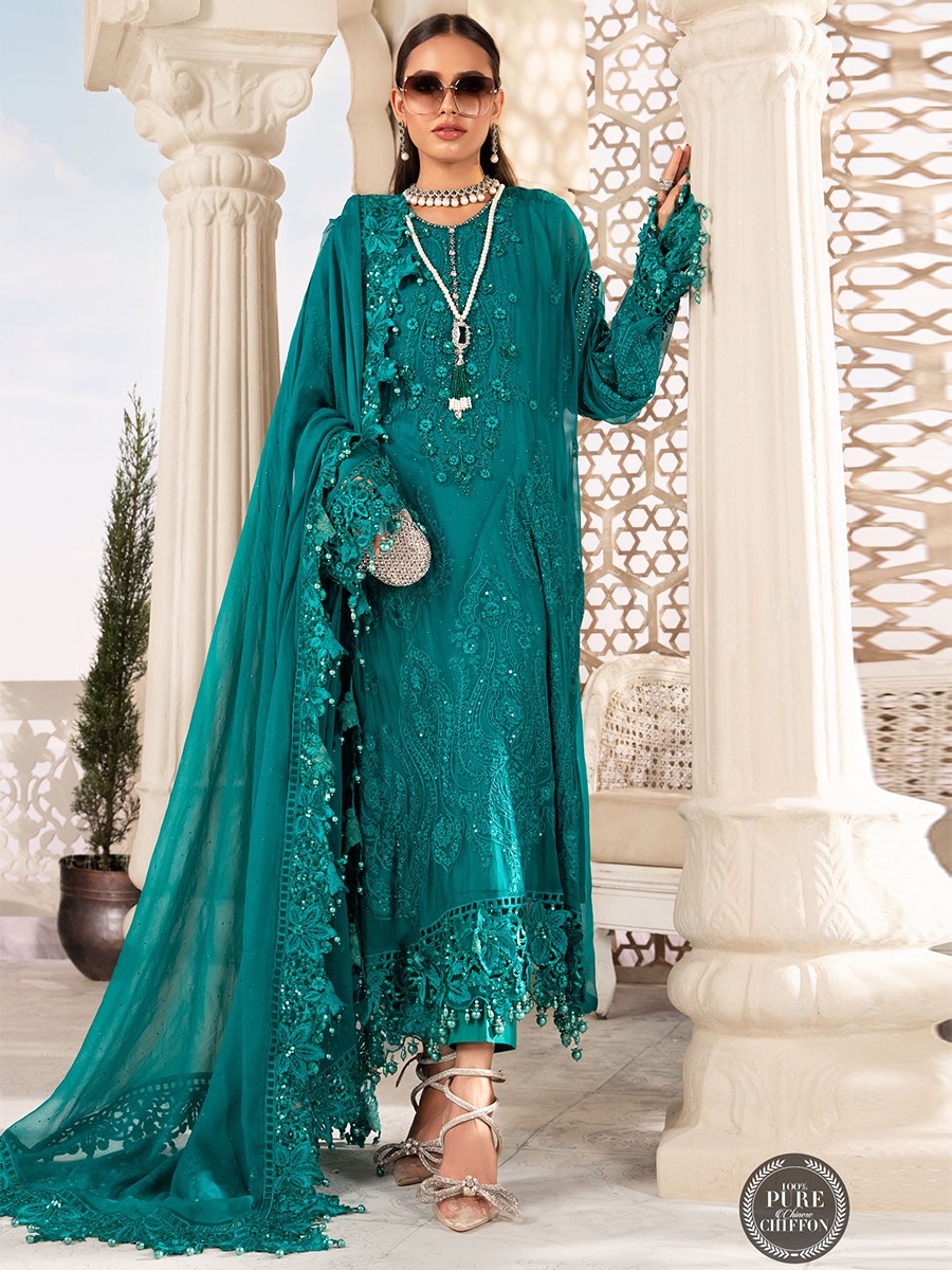 Maria B Chiffon – Deep and Sea Green