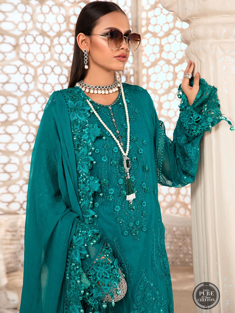 Maria B Chiffon – Deep and Sea Green